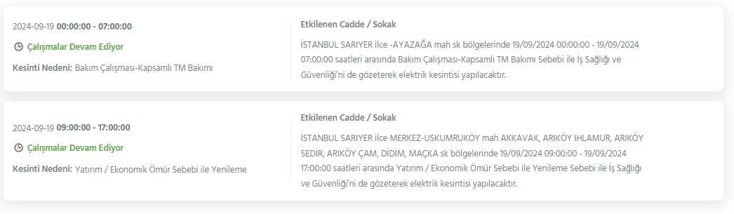 İstanbul'un 19 ilçesinde bu gece yarısından itibaren elektrikler kesiliyor 7